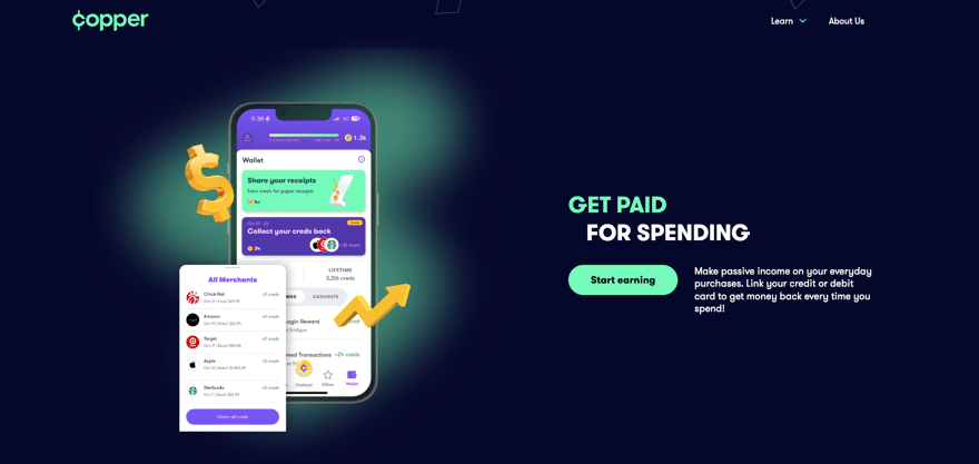 Copper earn when you shop screenshot copper earn screenshot