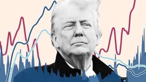 Montage of Donald Trump and some charts