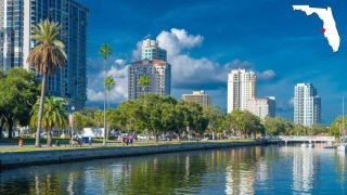High rises along a waterway in St. Petersburg, Fla.