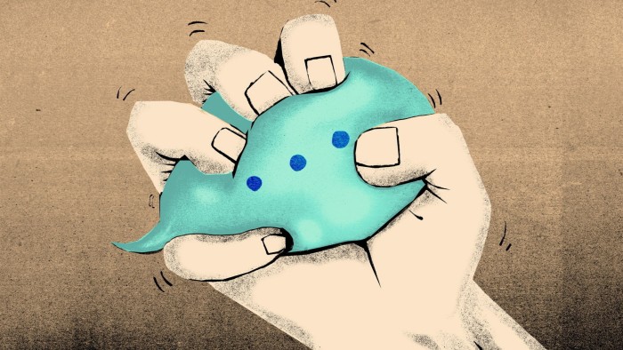 Illustration of a hand crushing a speech bubble