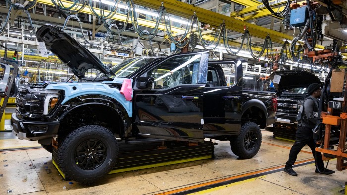 The Ford F-150 truck goes through the assembly line at the Ford Dearborn Plant