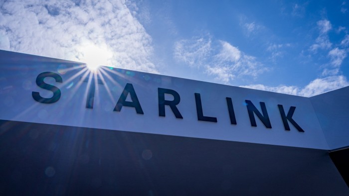 The logo of internet provider Starlink