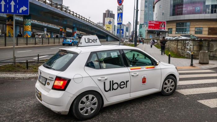 An Uber taxi in Warsaw, Poland