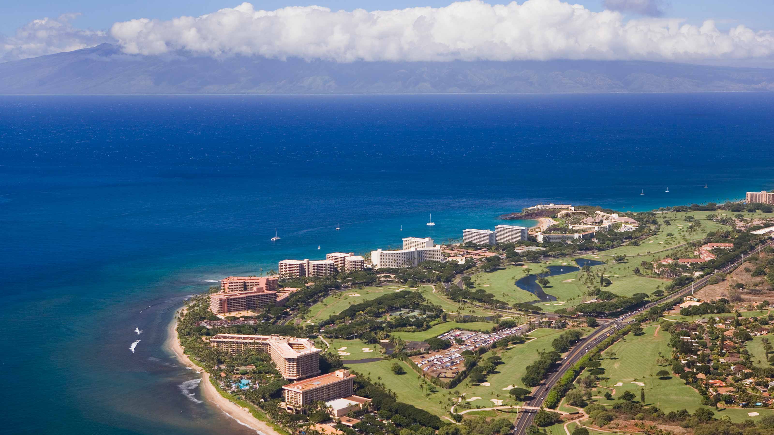 Beach resorts near Lahaina, Maui, Hawaii.