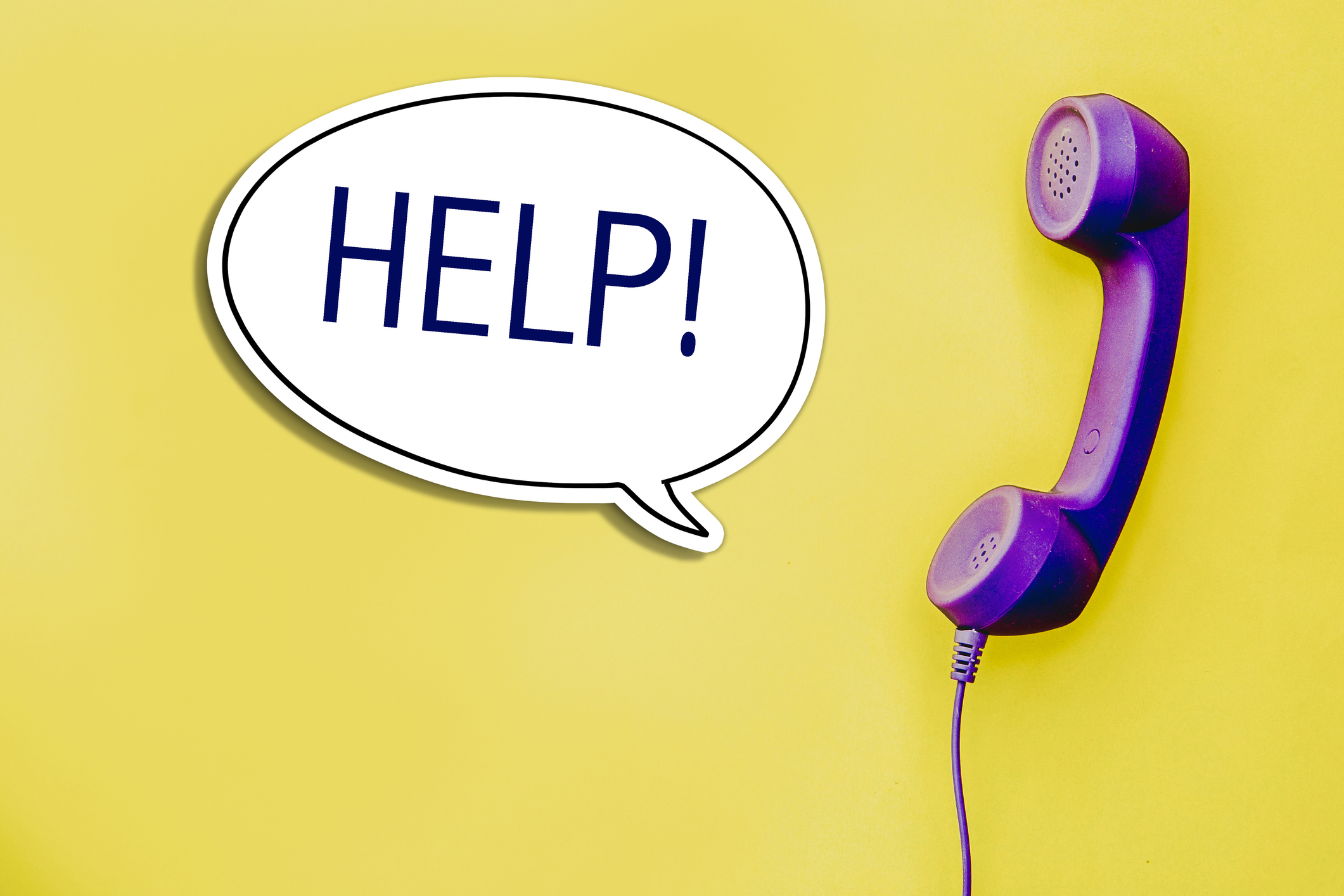 Help message in bubble speech from a hand phone