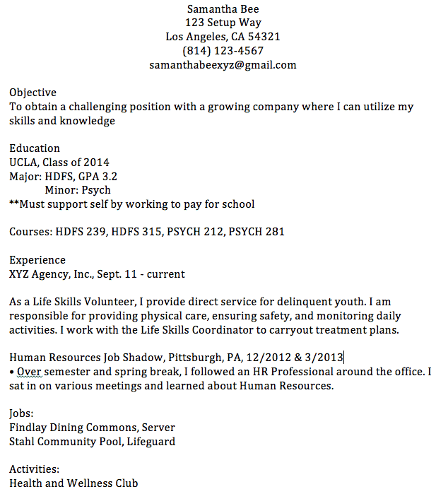 Bad Resume Example Bad Resume Example | Source: The College Investor