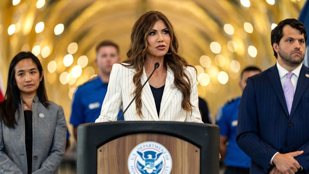 Airports won't show Kristi Noem video blaming Democrats for shutdown