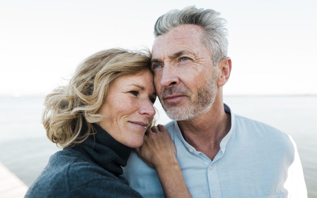Loving couple enjoying vacation at beach