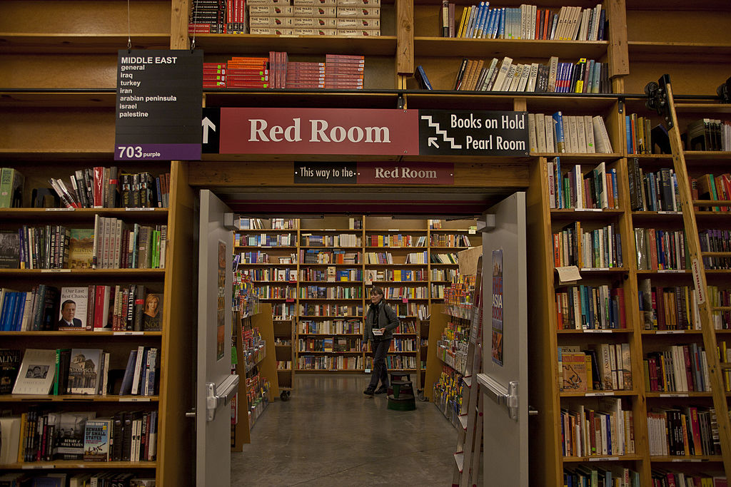 Interior view of Powell's Bookstore in Portland, Oregon.