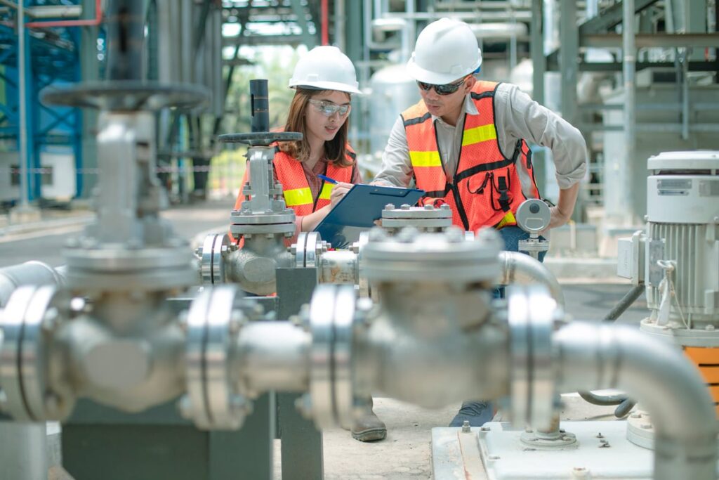 People in an energy facility.