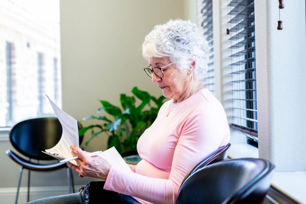 Person looking at finances.