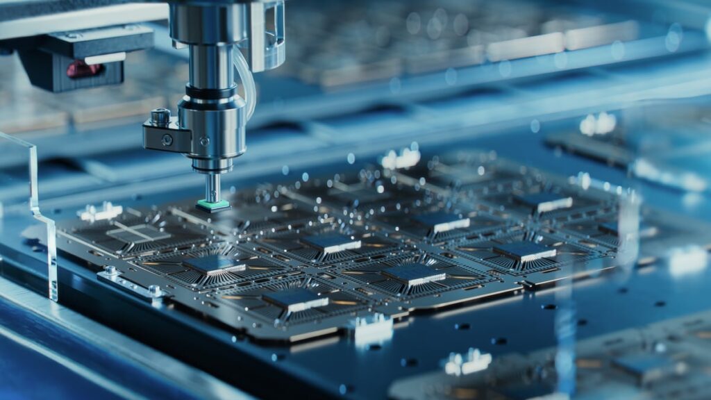 A machine making a chip.
