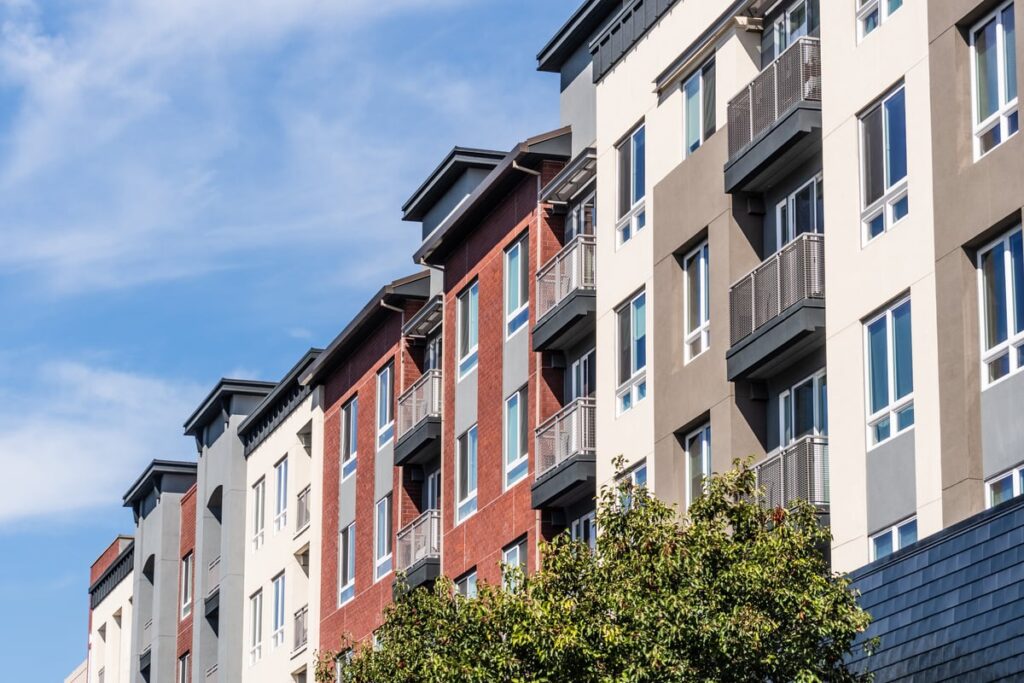 Low-rise apartment building.