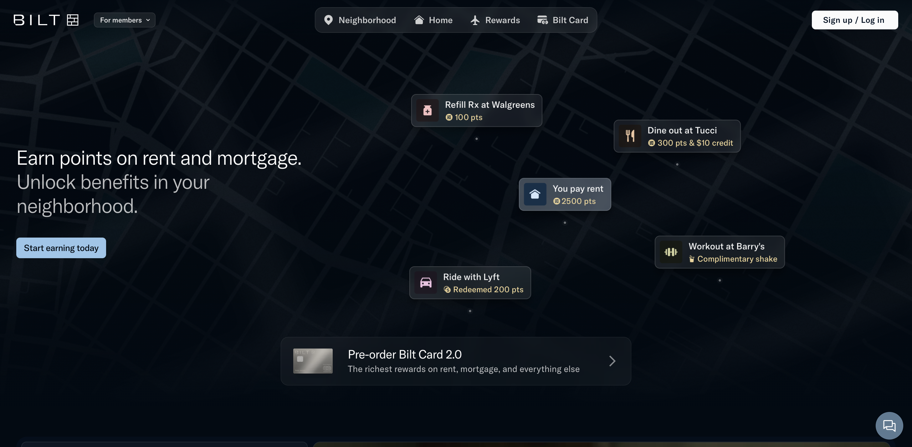 Bilt rewards homepage screenshot