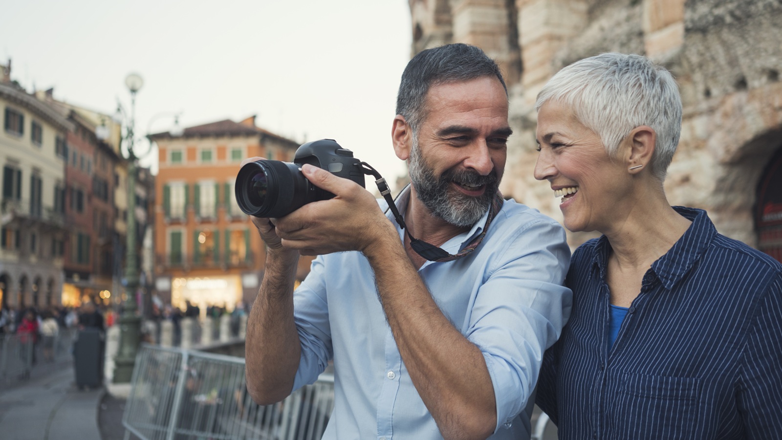 Mature couple as tourist in city Verona
