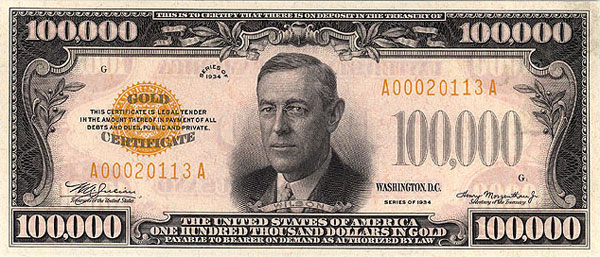 100,000 gold note bill