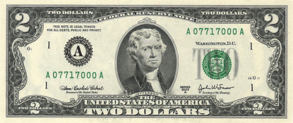 two dollar bill