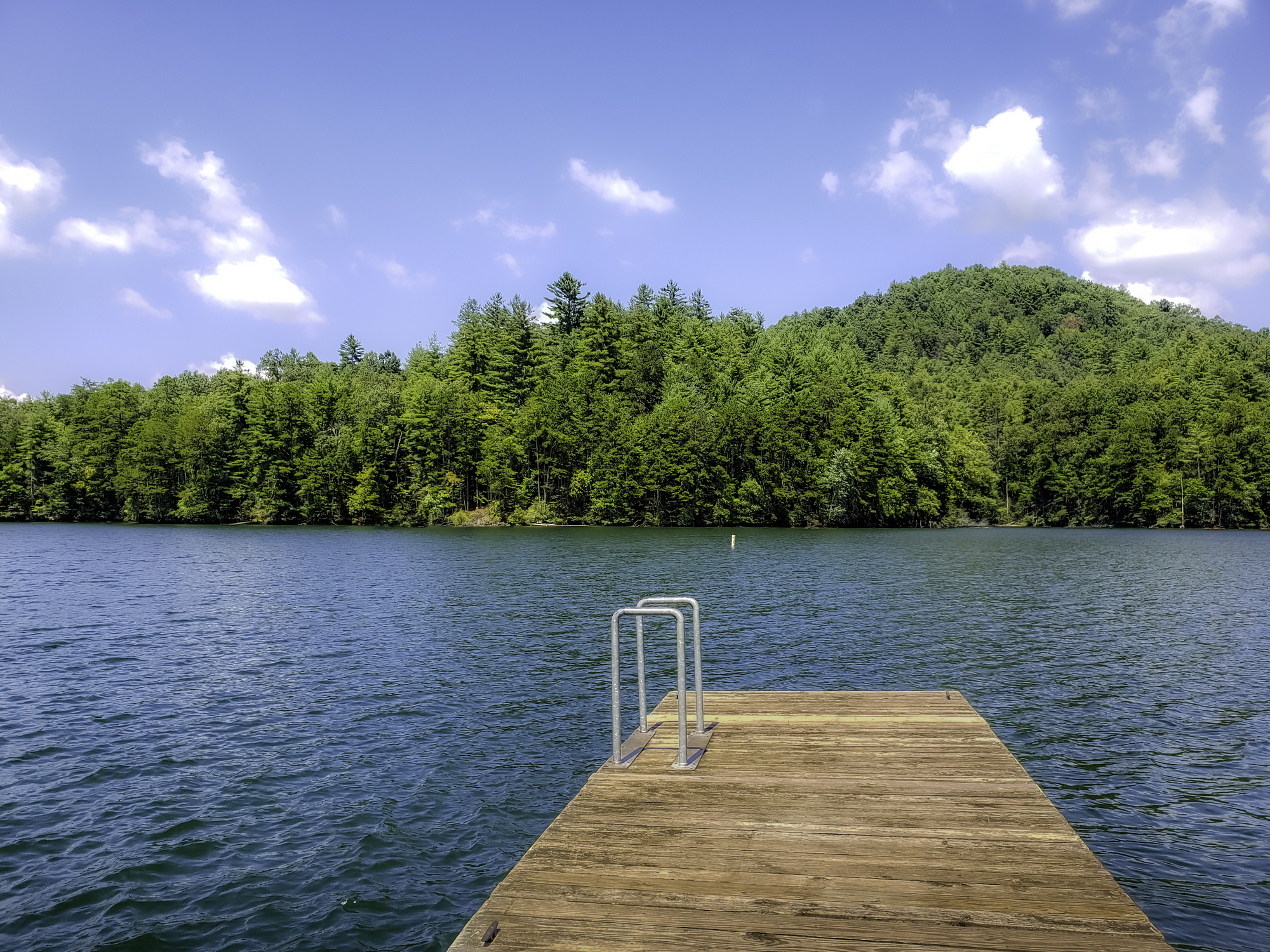 The Nantahala National Forest in the summertime on the water