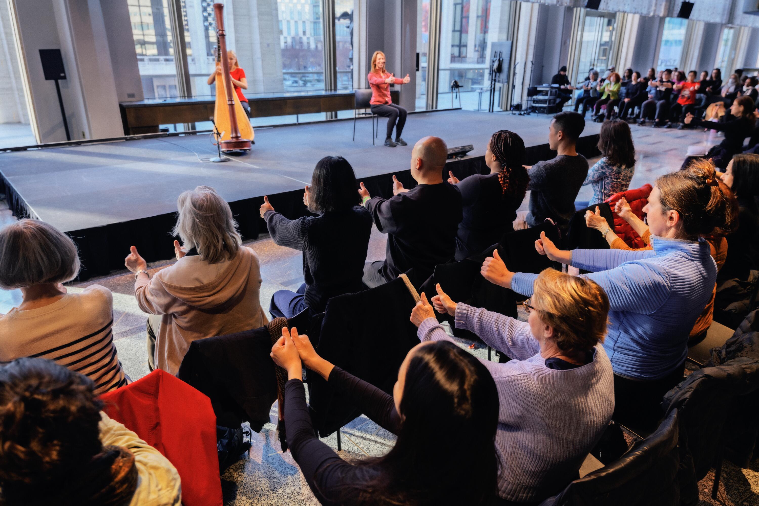 Chair Pilates with Kerry Shea at the Heartbeat Summit, Lincoln Center.
