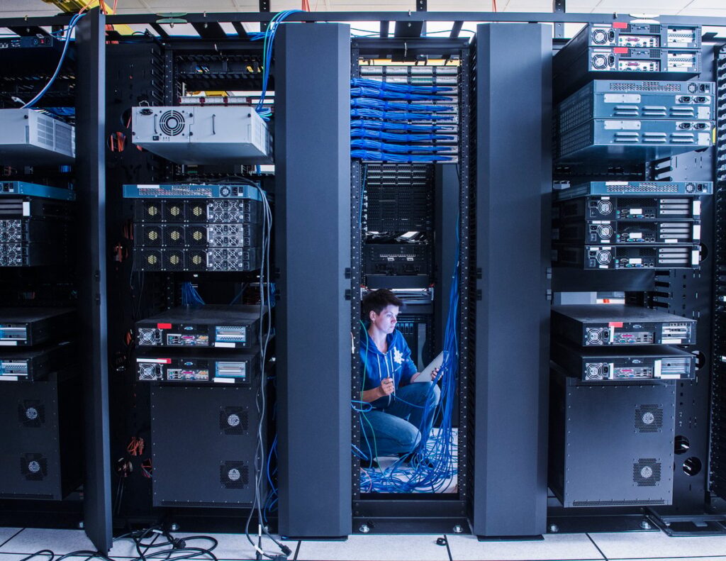 Technician in a data center.