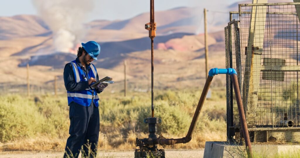A worker at a gas field.