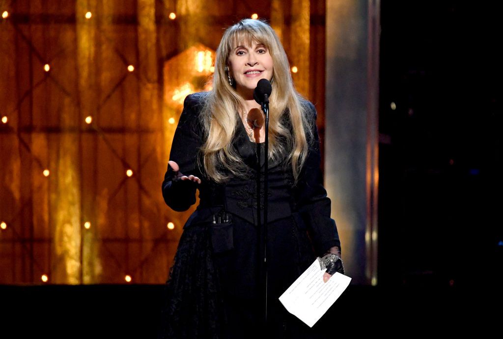 NEW YORK, NEW YORK - MARCH 29: Inductee Stevie Nicks speaks onstage at the 2019 Rock &amp;amp; Roll Hall Of Fame Induction Ceremony - Show at Barclays Center on March 29, 2019 in New York City. (Photo by Mike Coppola/WireImage)