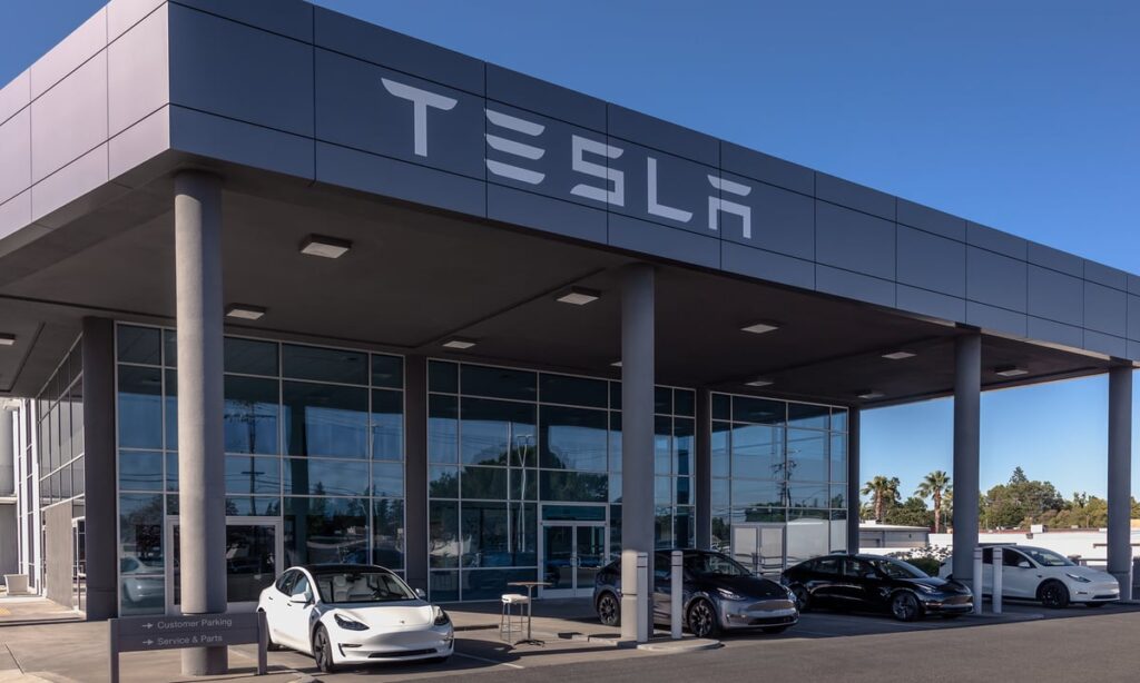 A Tesla showroom.