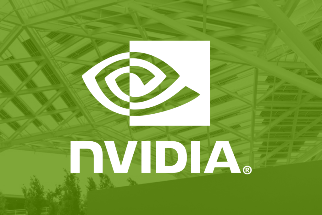 Nvidia logo with green background.