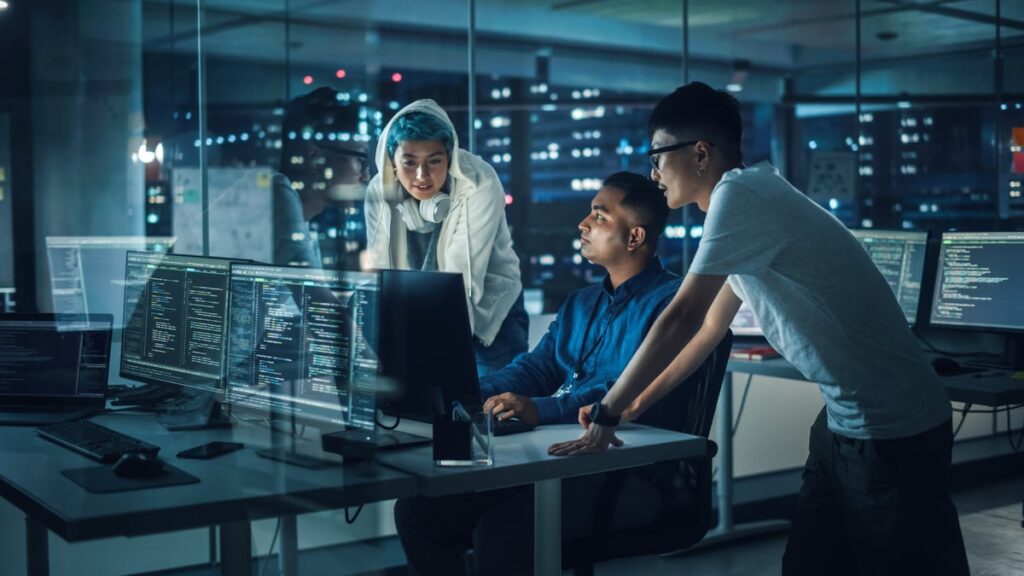 Group of analysts looking at Microsoft's stock