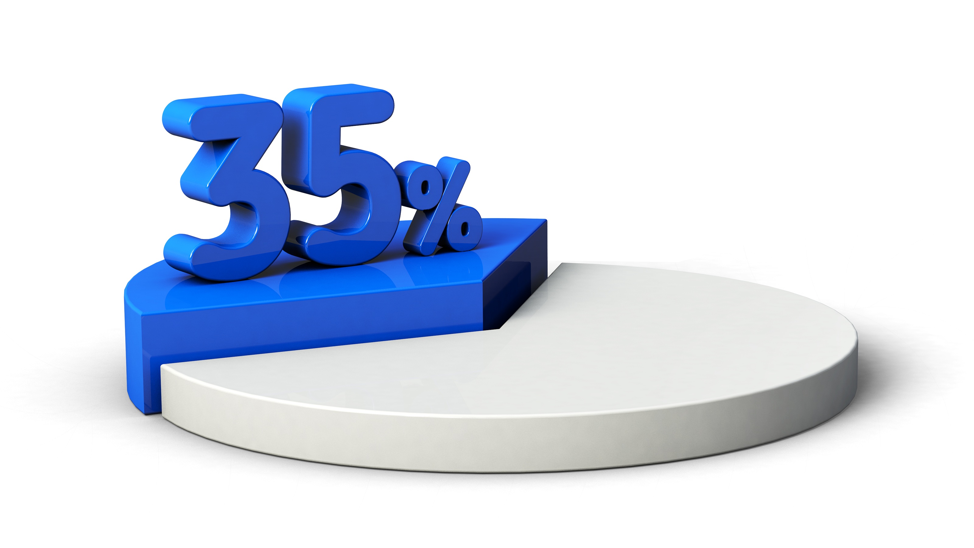 35% in blue as part of a larger gray circle.