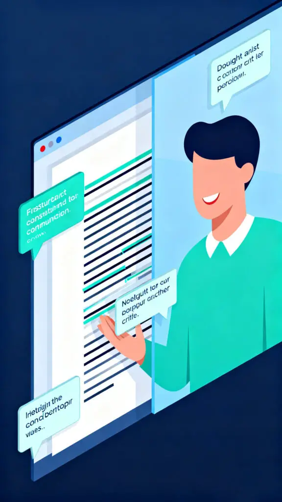 A modern digital illustration visualizing beta reading services, showing how readers provide feedback to authors.