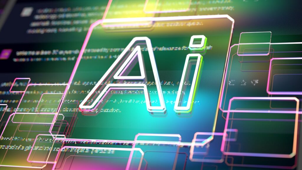 A brightly colored squared with the letters AI in it.