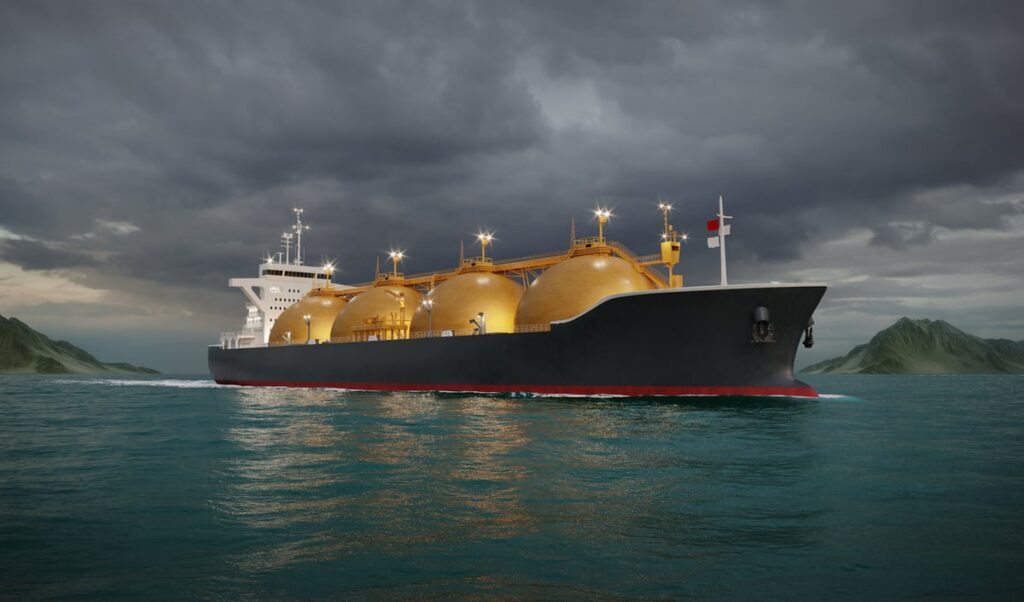 An LNG ship.