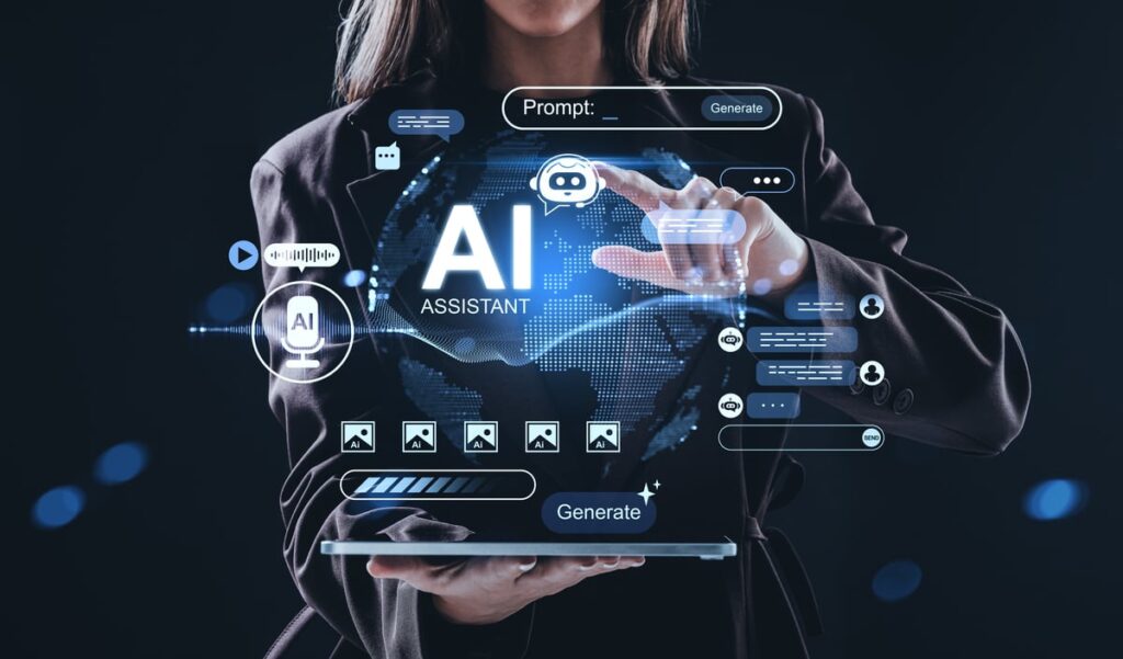 Person with a laptop and AI.