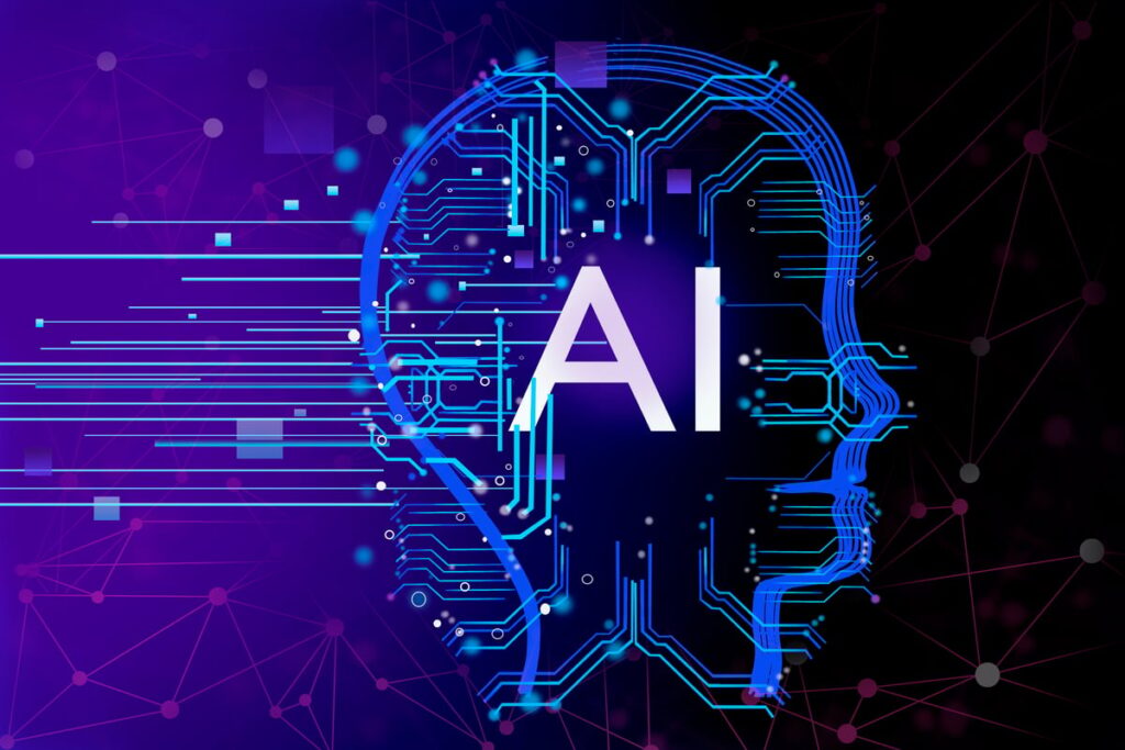 "AI" written inside outline of a human head.