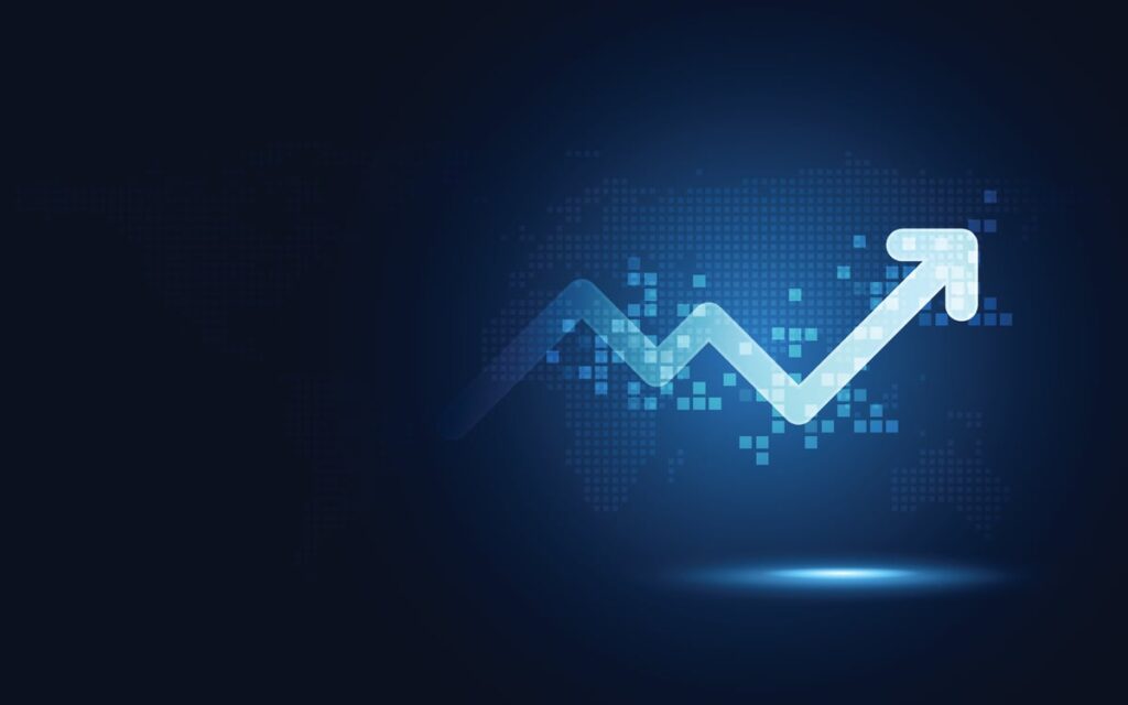 A stock price rising.