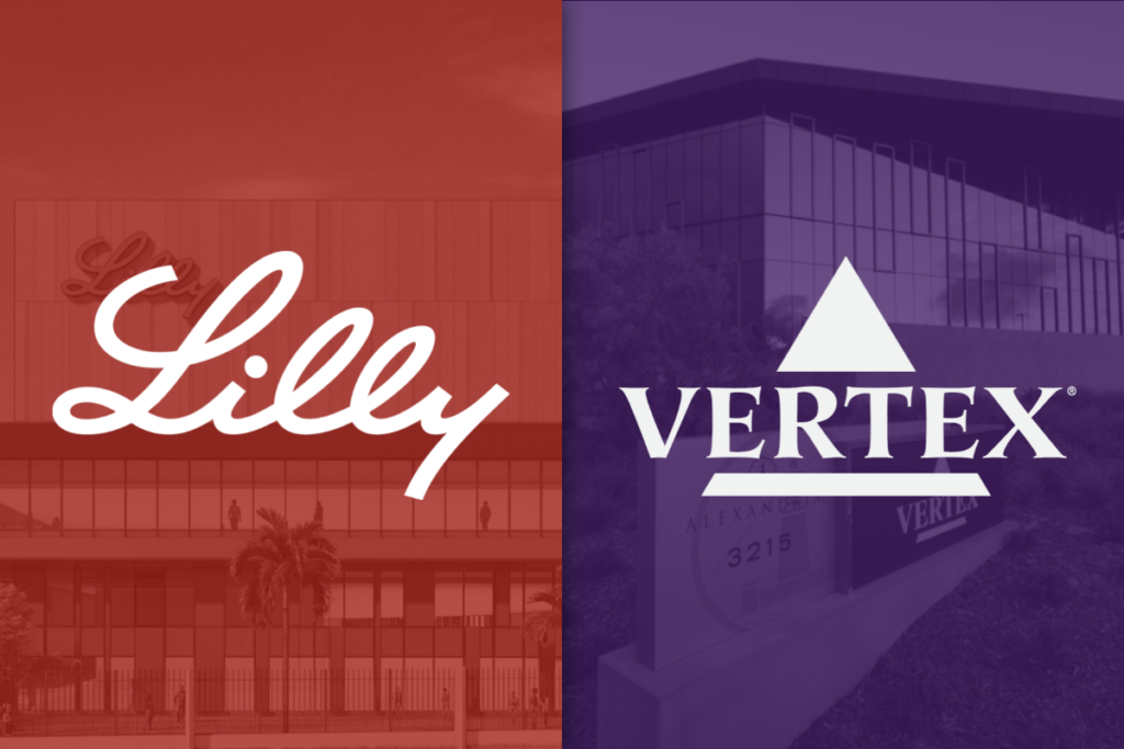 Eli Lilly and Vertex Pharmaceuticals logos.