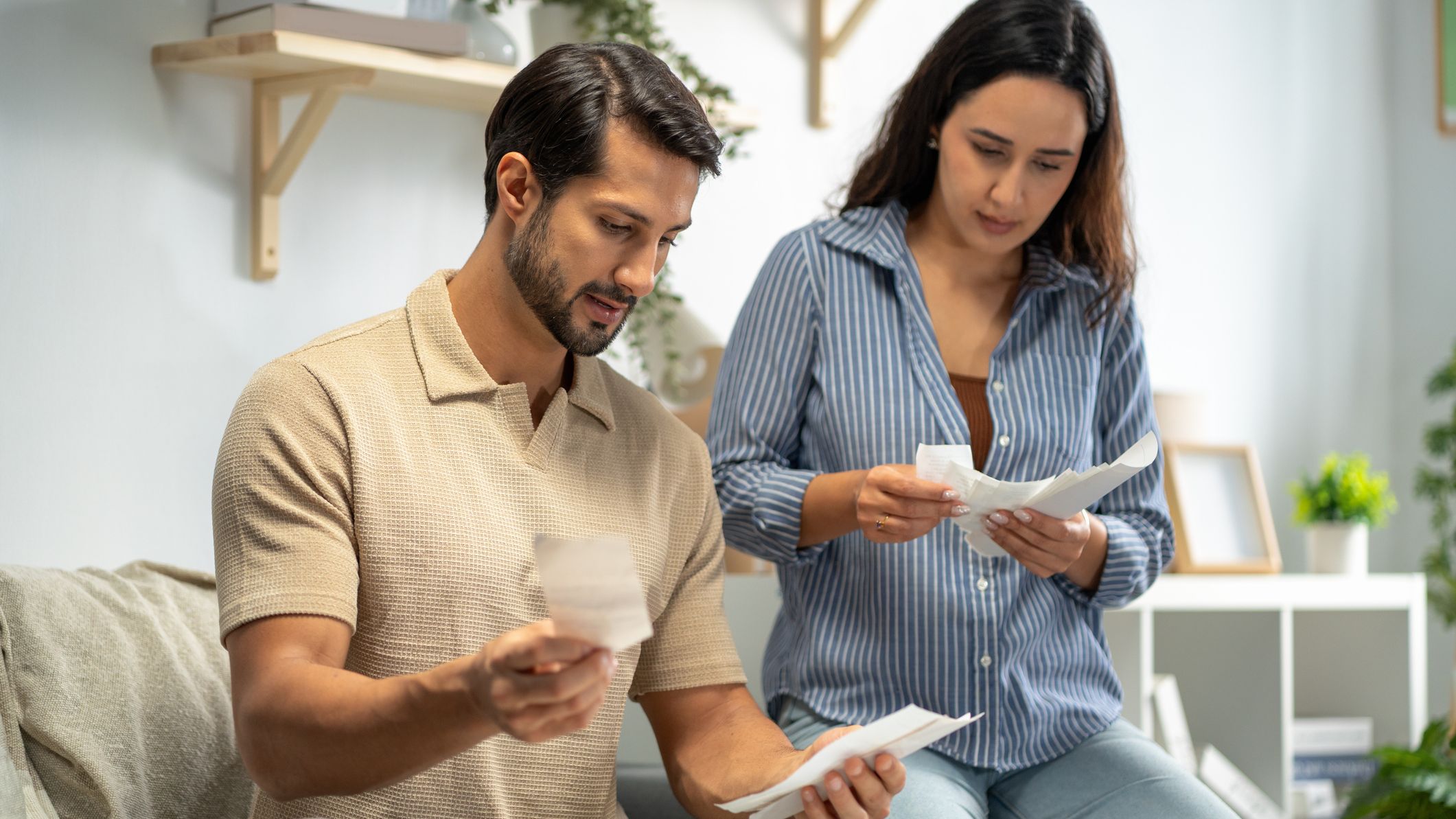 A couple going over their family budget
