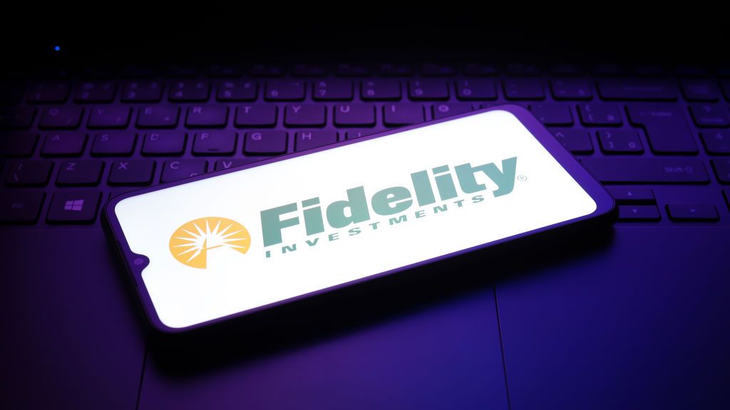 The Fidelity Investments logo displayed on a smartphone screen