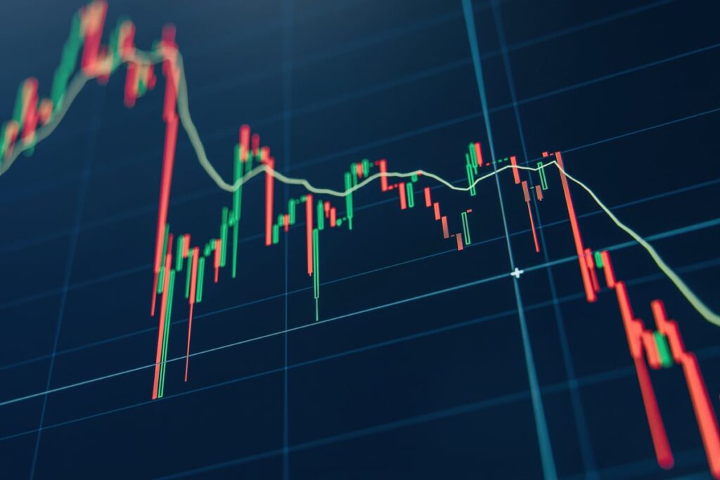A stock chart trending down.