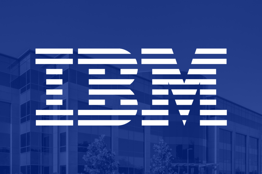 IBM's logo is superimposed on a building.