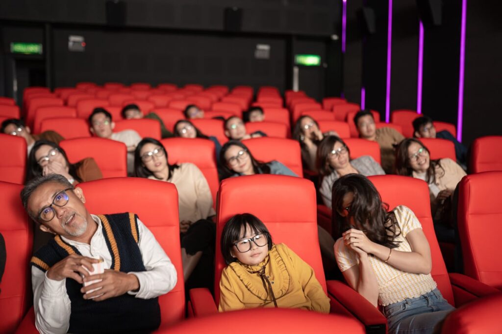 Audience at a movie screening.