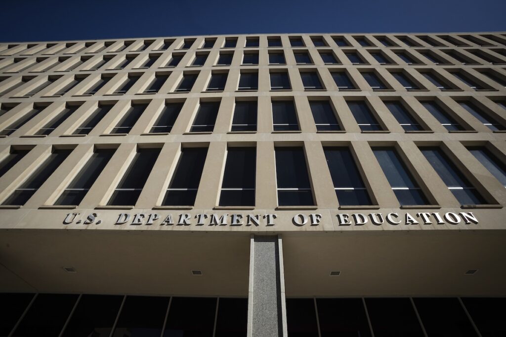 The Department of Education building is seen the morning after Donald Trump signed an executive order dismantling of the department, in Washington, on March 21, 2025. Whether Trump has the authority under the U.S. constitution to close a congressionally mandated agency remains an unanswered question. (Photo by Allison Bailey/NurPhoto via AP)