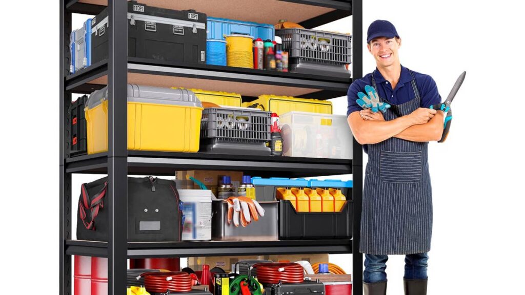 Amazon has a 5-tier shelving unit that can hold up to 2,050 pounds for $40