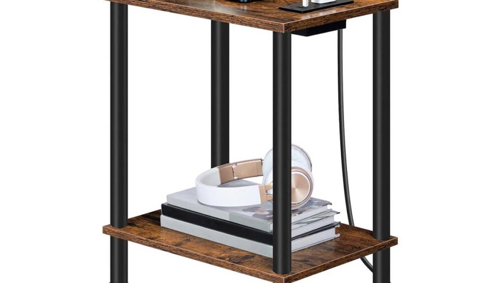 Amazon's $25 farmhouse side table has a built-in charging station