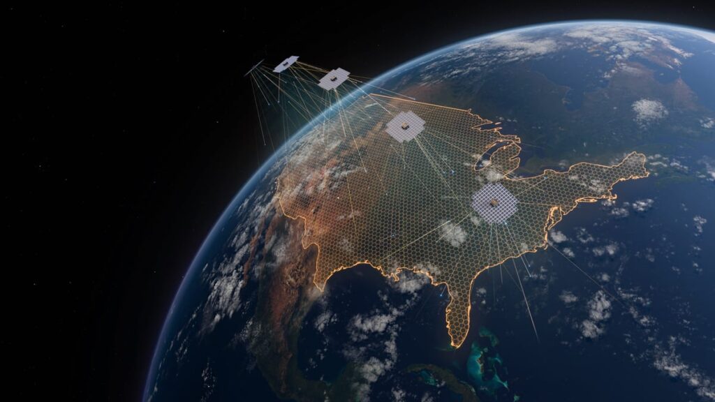 A visualization of AST's satellites orbiting the Earth.