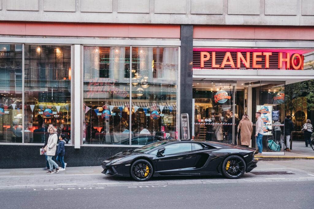 Black Lamborghini parked in London